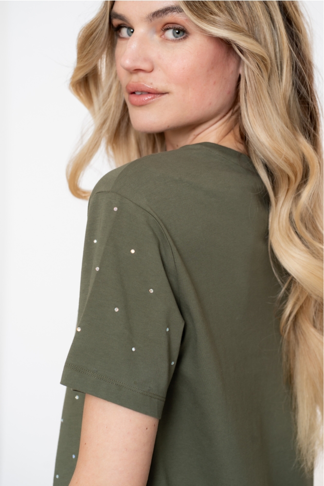 T SHIRT MET STRASS STEENTJES 52562-47 000530 GREEN